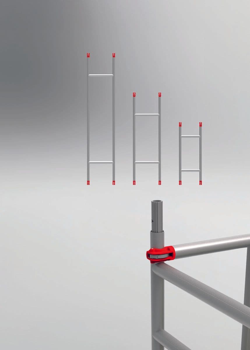 Mobil iskele korkulukları — 2500/1800/1200 mm, kelepçe detayı